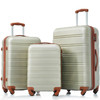 Stylish ABS hard shell suitcase with expandable capacity, silent wheels, and secure lock.