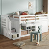 A space-saving multifunctional kids' bed with built-in storage, a convertible desk, and reversible stairs — perfect for modern children's rooms.