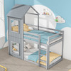 3FT grey treehouse bunk bed with safety rails and ladder.