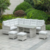 Outdoor Rattan Corner Sofa Set with Rectangular Table