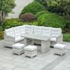Outdoor Rattan Corner Sofa Set with Rectangular Table