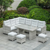Outdoor Rattan Corner Sofa Set with Rectangular Table