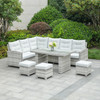 Outdoor Rattan Corner Sofa Set with Rectangular Table