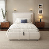 Beige Velvet 3ft Single Hydraulic Storage Bed with Removable Headboard