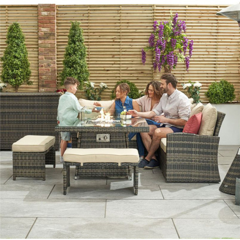 Enhance your outdoor space with the Abrihome 7-seat dining table and rattan fire pit table  Enhance your outdoor space with the Abrihome 7-seat dining table and rattan fire pit table