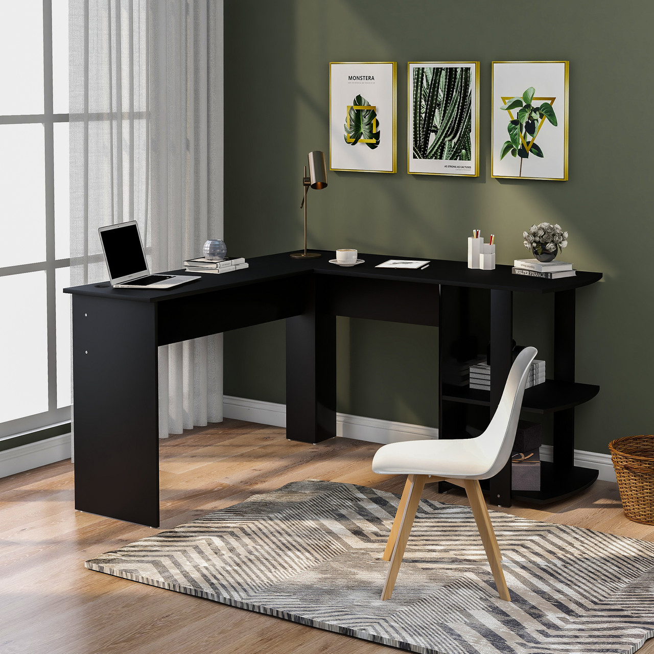 Black work desk for shop home