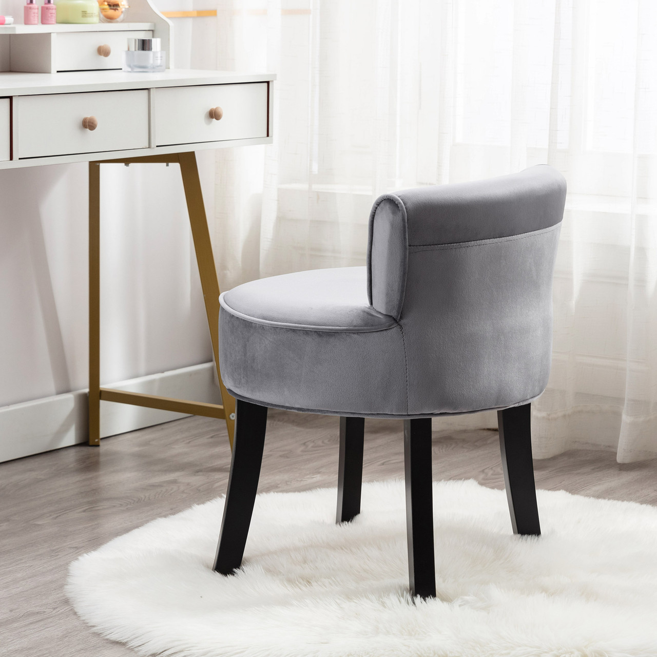 Fabric vanity clearance stool