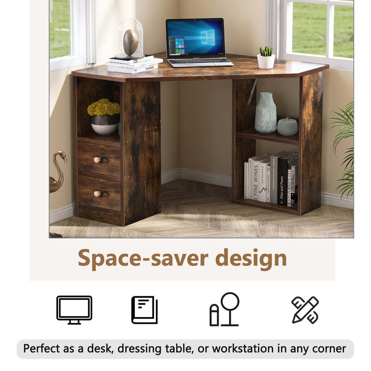 Corner computer desk table wooden clearance workstation corner laptop desk