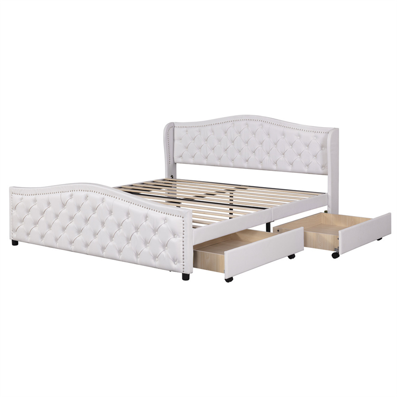 Upholstered tufted queen bed deals