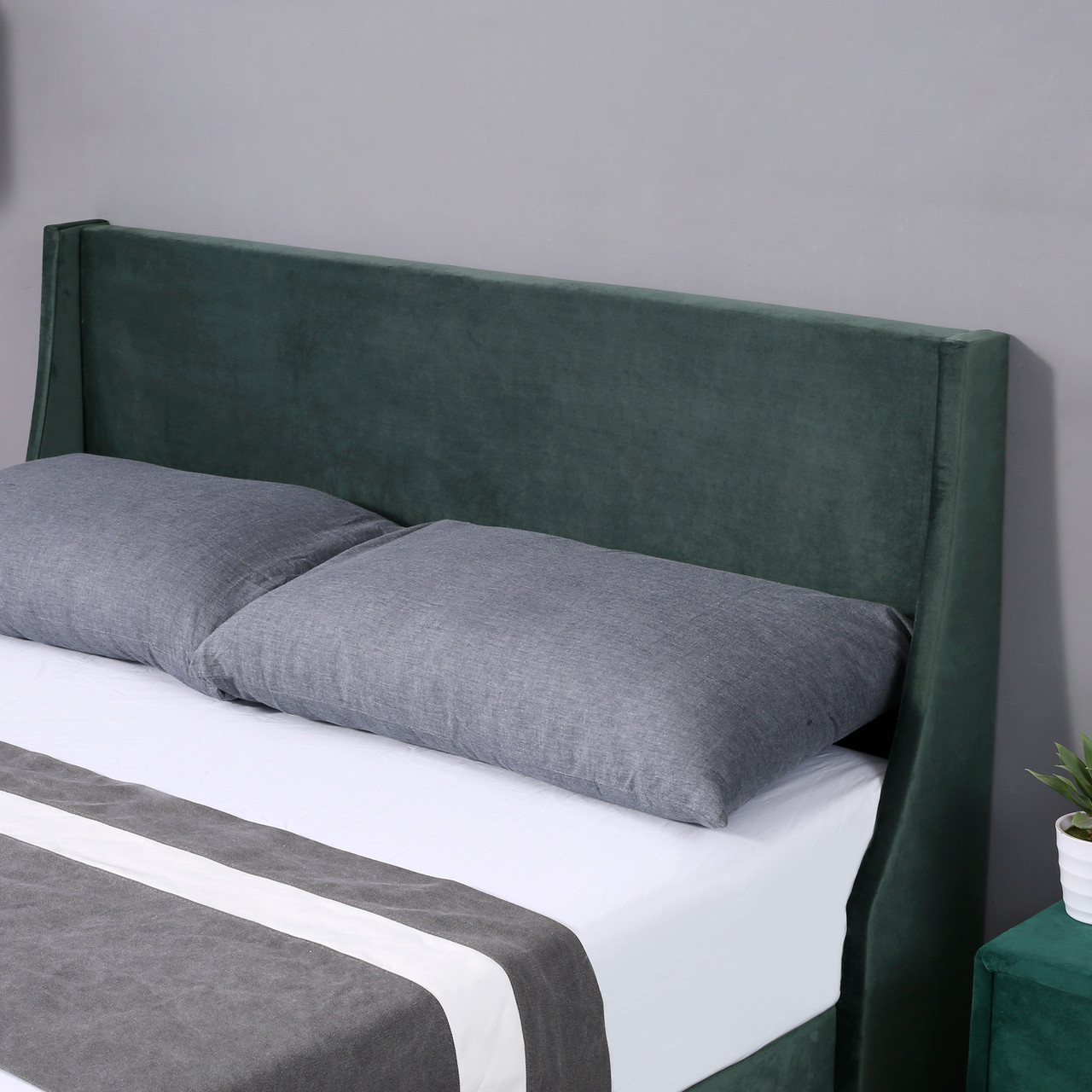 Green velvet sale king headboard