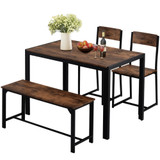 Dining Table and Chairs,bench Set Industrial style Retro Kitchen Dining Table Set