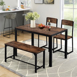 Dining Table and Chairs,bench Set Industrial style Retro Kitchen Dining Table Set