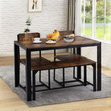 Dining Table and Chairs,bench Set Industrial style Retro Kitchen Dining Table Set