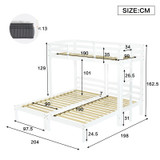 Abrihome Bunk Bed Triple Sleeper with Side Ladder for Children and Teens 3FT
