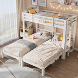 Abrihome Bunk Bed Triple Sleeper with Side Ladder for Children and Teens 3FT