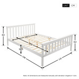 Double Bed Wooden Frame 4ft6 Double Wooden Bed in White For Adults, Kids, Teenagers