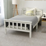 Abrihome White 3ft Solid Pine Wooden Bed Frame