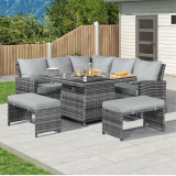Abrihome 7 Seater Dining Set with  Fire Pit Table