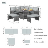 Abrihome 7 Seater Dining Set with  Fire Pit Table