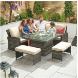 Abrihome 7 Seater Dining Set with  Fire Pit Table