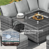 Abrihome 7 Seater Dining Set with  Fire Pit Table