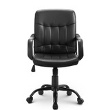 Abrihome High Back Mesh Desk Swivel Chair for Home Office Task Chair Adjustable Height Executive Chair Recline Mesh Seat(Black) (faux leather)