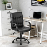 Abrihome High Back Mesh Desk Swivel Chair for Home Office Task Chair Adjustable Height Executive Chair Recline Mesh Seat(Black) (faux leather)
