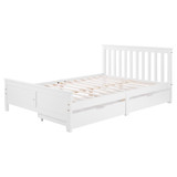 Abrihome Wooden Solid White Pine Storage Bed with Drawers Bed Furniture Frame for Adults, Kids, Teenagers 4ft6 Double (White 190x135cm)