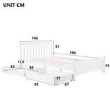 Abrihome Wooden Solid White Pine Storage Bed with Drawers Bed Furniture Frame for Adults, Kids, Teenagers