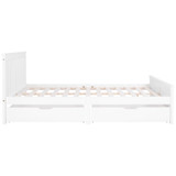 Abrihome Wooden Solid White Pine Storage Bed with Drawers Bed Furniture Frame for Adults, Kids, Teenagers 4ft6 Double (White 190x135cm)