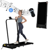 Abrihome Folding Treadmill for Home Office Use,Under Desk Treadmill,1-6KM/H, Portable Walking Running Machine with Bluetooth Speaker, Remote Control, LCD Display, Phone Holder.