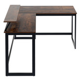 Abrihome L Computer Desk with Self Corner Desk Work Table Home Office Table Industrial Rustic Brown