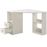 Abrihome L-Computer Desk Corner Computer Desk with Large Storage Space Study Desk Laptop Table for Home Office (White)