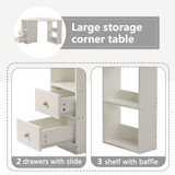 Abrihome L-Computer Desk Corner Computer Desk with Large Storage Space Study Desk Laptop Table for Home Office (White)