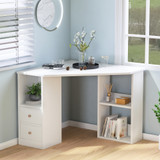 Abrihome L-Computer Desk Corner Computer Desk with Large Storage Space Study Desk Laptop Table for Home Office