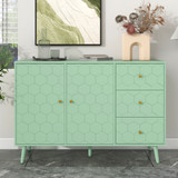 Abrihome Sideboard Buffet Cabinet, Kitchen Buffet Storage Cabinet with Doors, Green Sideboards and Buffets with Storage, Sideboards Storage Cabinet with solid wood Legs, Credenzas for Living Room