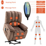 Abrihome Electric Power Lift Recliner Chair Sofa with Massage and Heat for Elderly 2 Side Pockets USB Ports Single Recliner Chairs for Living Room Overstuffed Fabric Reclining