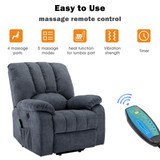 Abrihome Electric Power Lift Recliner Chair Sofa with Massage and Heat for Elderly 2 Side Pockets USB Ports Single Recliner Chairs for Living Room Overstuffed Fabric Reclining