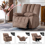 Abrihome Electric Power Lift Recliner Chair Sofa with Massage and Heat for Elderly 2 Side Pockets USB Ports Single Recliner Chairs for Living Room Overstuffed Fabric Reclining