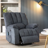 Abrihome Electric Power Lift Recliner Chair Sofa with Massage and Heat for Elderly 2 Side Pockets USB Ports Single Recliner Chairs for Living Room Overstuffed Fabric Reclining