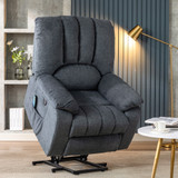 Abrihome Electric Power Lift Recliner Chair Sofa with Massage and Heat for Elderly 2 Side Pockets USB Ports Single Recliner Chairs for Living Room Overstuffed Fabric Reclining
