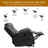 Abrihome Electric Power Lift Recliner Chair Sofa with Massage and Heat for Elderly 2 Side Pockets USB Ports Single Recliner Chairs for Living Room