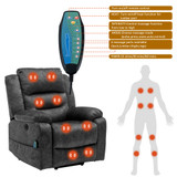 Abrihome Electric Power Lift Recliner Chair Sofa with Massage and Heat for Elderly 2 Side Pockets USB Ports Single Recliner Chairs for Living Room