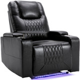 Abrihome Electric Recliner Chair with USB Charge Port, 360 Swivel Tray Table, Hand in-Arm Storage, Cup Holders, Ambient Lighting - Ambient Lighting Gaming Recliner Chair Home Theater Seating