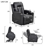 Abrihome Electric Power Lift Recliner Chair Sofa for Elderly, 3 Positions, Side Pockets and 2 Cup Holders, Remote control, Faux Leather