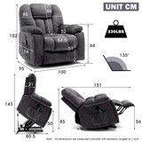 Abrihome Power Massage Lift Recliner Chair with Heat & Vibration for Elderly, Antiskid Fabric Sofa Contempoary Overstuffed Design