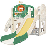 Abrihome Children's Combination Slide with Long Slide, Storage Bins, Stairs, Basketball Hoop,Easy Assembly and Convenient Storage