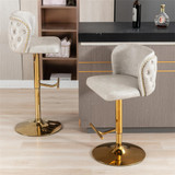 Abrihome  Swivel Bar Stools Set of 2 with Adjustable Seat Height for Dining Room Home Pub Kitchen Island, Beige