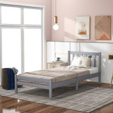 Abrihome Wooden Bed Frame, Single Bed 3ft Solid Wooden Bed Frame, Bedroom Furniture for Adults, Kids, Teenagers ,90 x 190 cm (Grey)