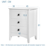 Details of Abrihome Bedside Cabinet Set of 2 White Chest of Drawers